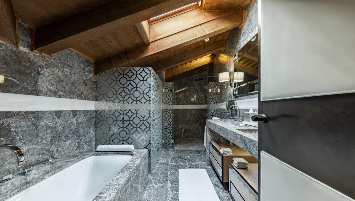 Marbled Bathroom with Bath, Signature Suite, Ultima Gstaad