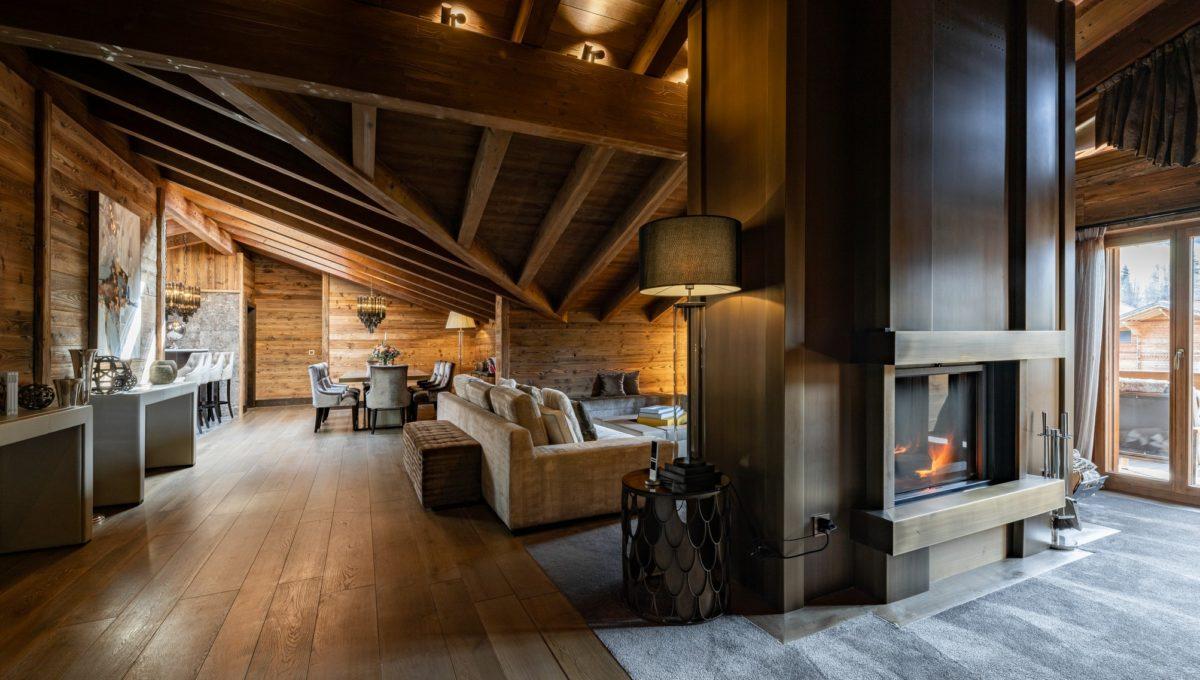 Open Living Space, Fireplace _ Kitchen, Royal Residence, Ultima Gstaad
