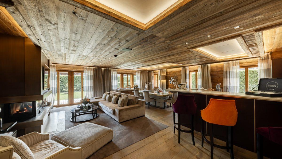 Open Living _ Dining Space with Bar, Three Bedroom Residence, Ultima Gstaad